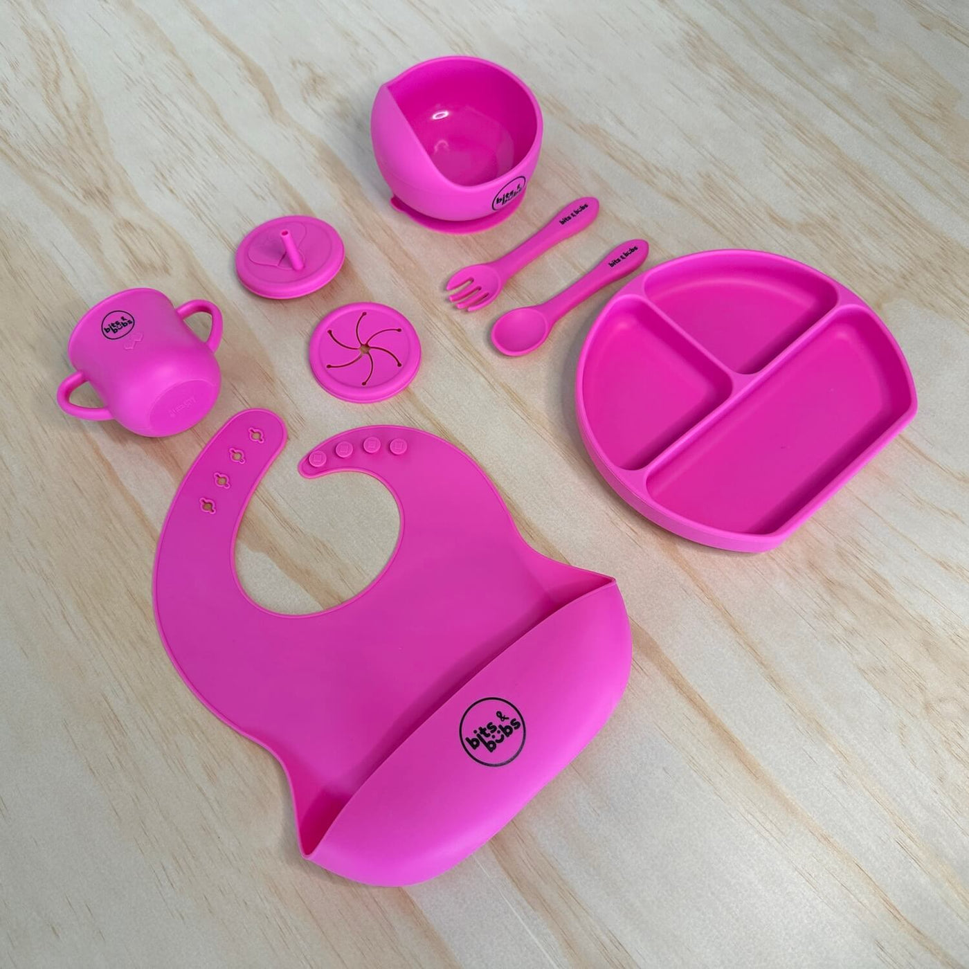 Hot Pink Silicone Feeding Gift Set - Bits and Bubs