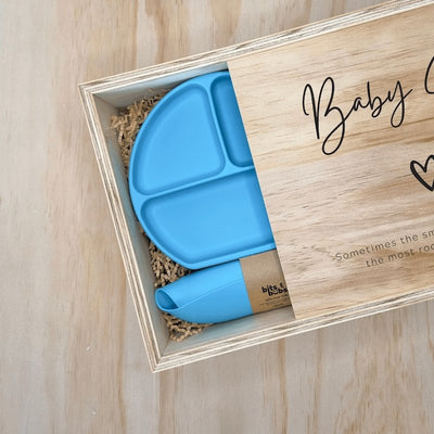 Personalised Keepsake Box with Electric Blue Feeding Set - My Little Makers