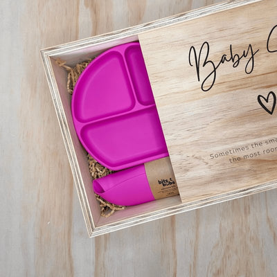 Personalised Keepsake Box with Hot Pink Feeding Set - My Little Makers